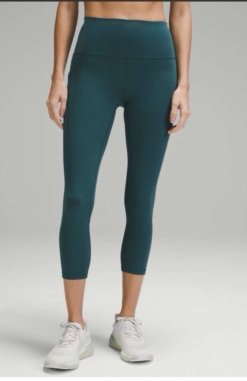 Lululemon Wunder Train High-Rise Crop Pockets 23" Color: Storm Teal Size: 4